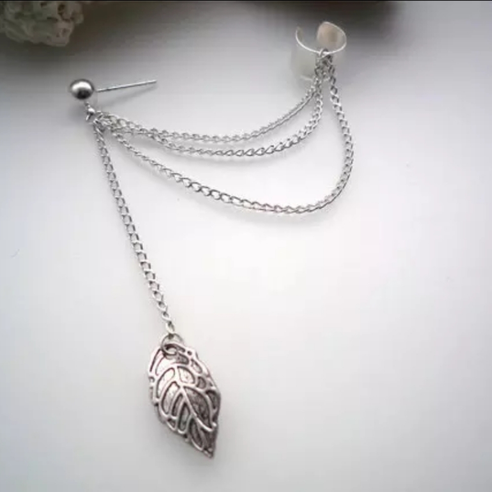5 Piece Silver Ear Cuff Chain Fashion Jewelry - Picture 3 of 3